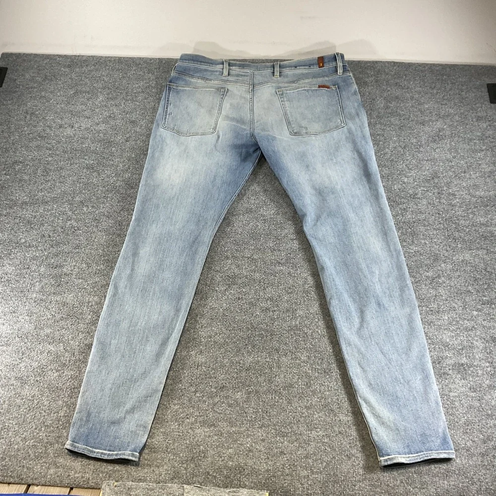 7 For All Mankind Jeans Mens 40x36 Stacked Skinny Distressed Light Wash Denim